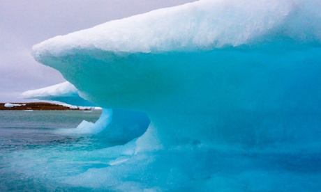 A large ice shelf melting away in Resolute Bay, Nunavut, Canada.