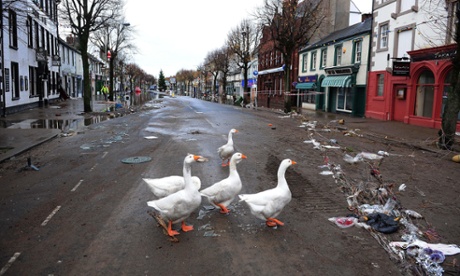 flooded street in cumbria 2009
