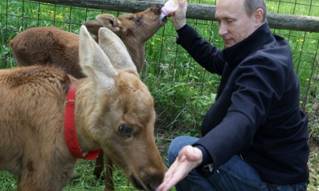 Putin with baby elks