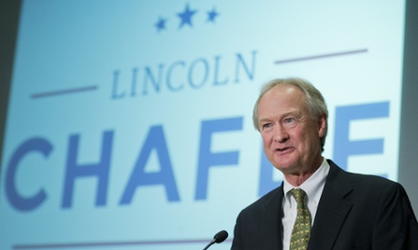 Lincoln Chafee announces his candidacy for the Democratic presidential nomination.