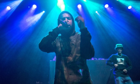 Earl Sweatshirt, and hype man Nakel (right), on stage in London.