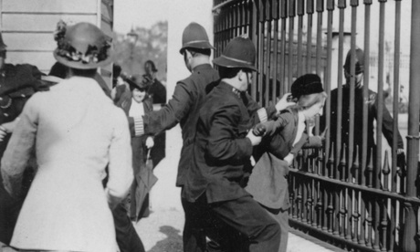 A Suffragette is arrested by a policeman