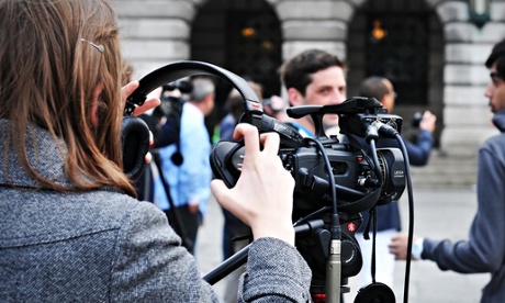 student journalists filming