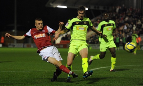 Jamie Vardy shoots while playing for Fleetwood Town in a 2011 FA Cup tie against Yeovil.