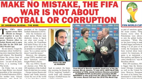 Jack Warner's Sunshine newspaper on Fifa allegations.