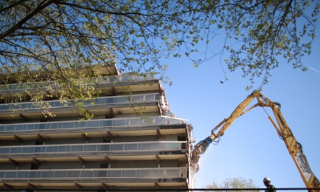 A public housing estate being demolished