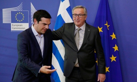 Greek prime minister Alexis Tsipras and EC president Jean-Claude Juncker.