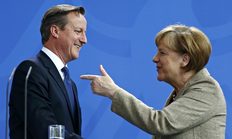 German Chancellor Merkel and Britian's Prime Minister Cameron address news conference in Berlin
