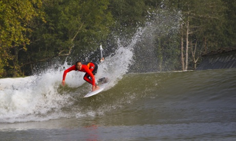 Surf champion Carissa Kainani Moore pratices at Wave Garden in Aizarnazabal, Basque Country, Spain