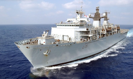 HMS Bulwark, which has the capacity to rescue hundreds of people.