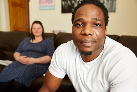 Victor Daodu at home with his wife Robyn, who is seven months pregnant. Before the Games, Daodu signed up for the British army – but was rejected after a long wait.