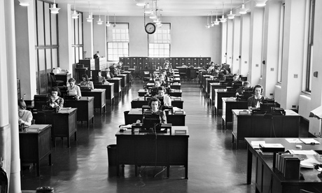 Sedentary office workers, 1940s-style. Photograph: H Armstrong Roberts 