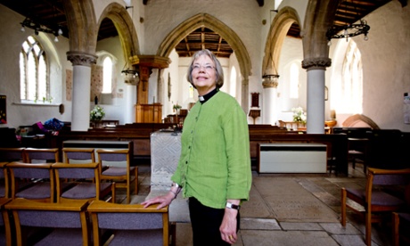 The Rev Jo Saunders at the Church of St. Peter and St Paul in Great Casterton, Leicestershire.