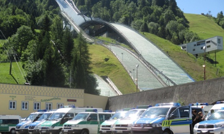 Ski jump and police