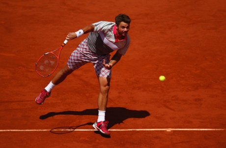 Stanislas Wawrinka serves.