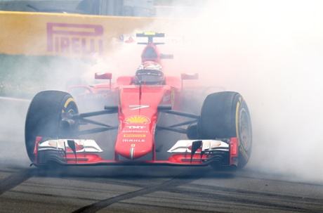 Kimi Raikkonen spins off the track.