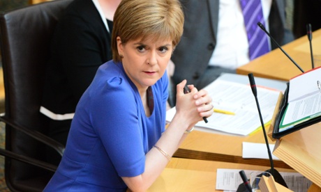 Nicola Sturgeon speaking at first minister's questions in the Scottish parliament.
