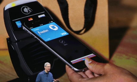 Apple chief executive Tim Cook launches Apple Pay in September 2014.