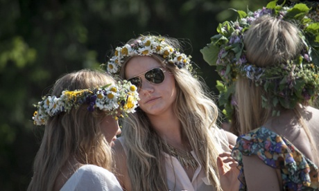 Flower crowns are worn in Sweden to celebrate midsummer