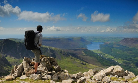 Hiker looking at view