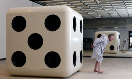Adrian Searle almost does himself a mischief during an encounter with a giant dice.