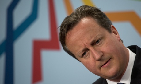 David Cameron listens to questions during a media conference at the conclusion of the G7 summit.