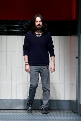 Designer Alessandro Michele after his AW2015 Gucci show wearing – yep – no socks