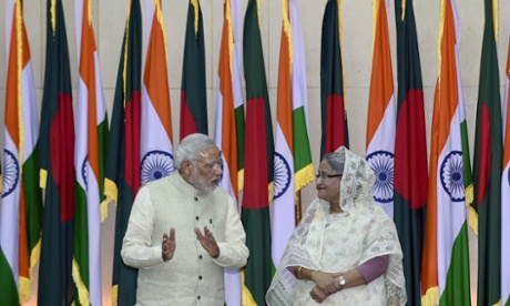 Indian prime minister Narendra Modi with Bangladeshi prime minister Sheikh Hasina: