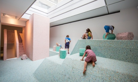 Assemble's foam-block re-creation of a brutalist playground at Riba in London.