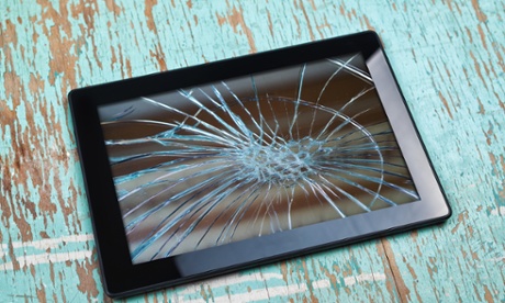 Tablet computer with broken screen