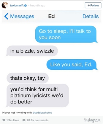 Taylor and Ed Instagram conversation