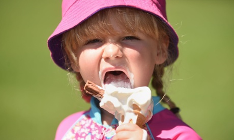 Charlotte Abercrombie, 3, enjoys ice cream in Stratford-upon-Avon.