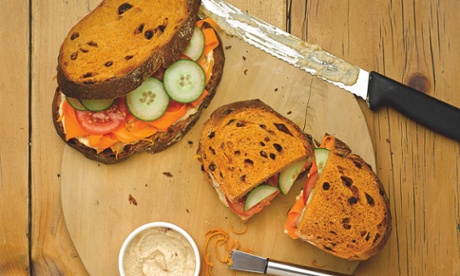 Boots: hummus, carrot and coriander sandwich on tomato bread