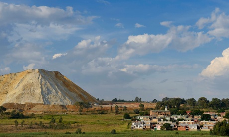 Johannesburg's Soweto Riverlea neighbourhood under a slag heap from a gold mine.