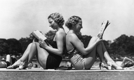 May 1937: Sunbathing by the banks of the Serpentine in Hyde Park, London.