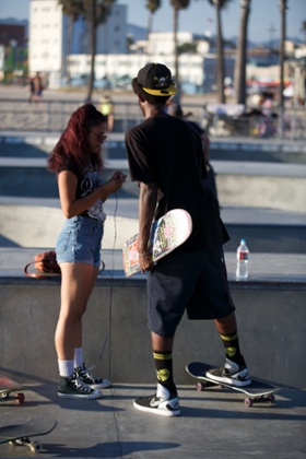 A skateboarder in Venice beach, California
