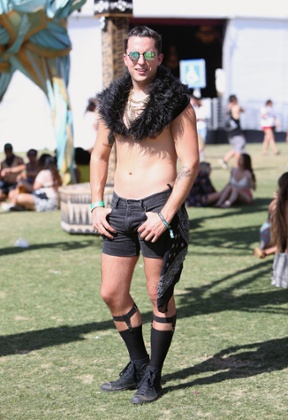 A fan at Coachella shows one way to beat the California heat.