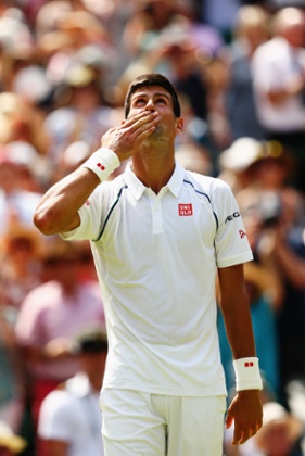 Novak Djokovic celebrates his victory.