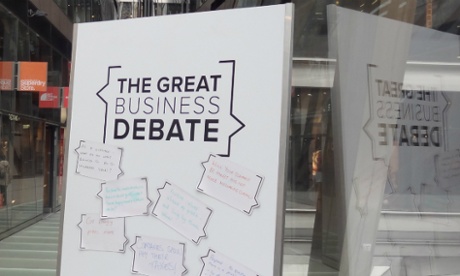 Sandwich board promoting great business debate