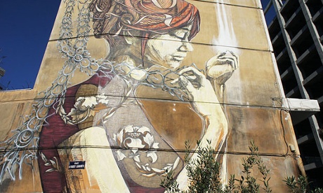 Mural by the street artists DAL and Faith47, Thessaloniki, Greece.