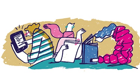 Illustration of script reading group by David McMillan