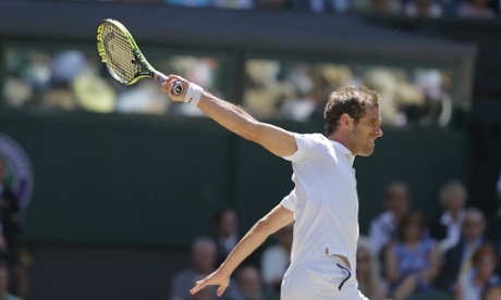 Richard Gasquet struggles to keep up with the pace of Djokovic's game.