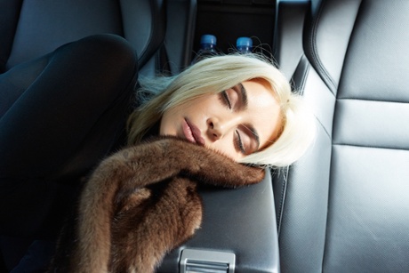 Kim Kardashian asleep in her car