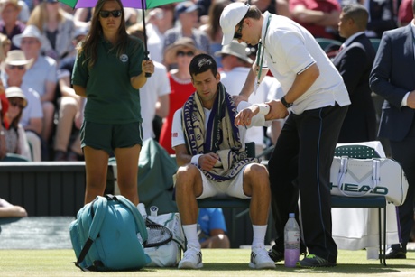 Novak Djokovic has a problem with his shoulder but its not affecting his serve, which hasn't been broken and only had two break points against it.