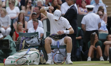 Andy Murray vents his frustration as he is unable to make any mark on the Federer serve.
