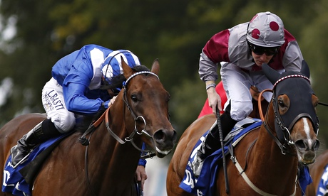 aul Hanagan on Muhaarar just wins the Darley July Cup from Tropics and Pat Cosgrave at Newmarket