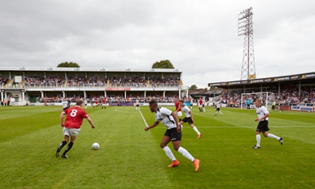 FC United put pressure on the Hereford defence at Edgar Street. Nathan Hughes scored the only goal of the game to give Hereford a win in their first home match.
