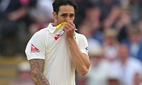 Mitchell Johnson cut a dejected figure as the slow pitch in Cardiff removed much of his menace. 