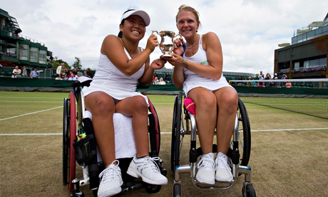 Yui Kamiji of Japan, left, and Jordanne Whiley of Britain