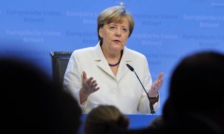 German Chancellor Angela Merkel speaks at the press conference at the end of talks.